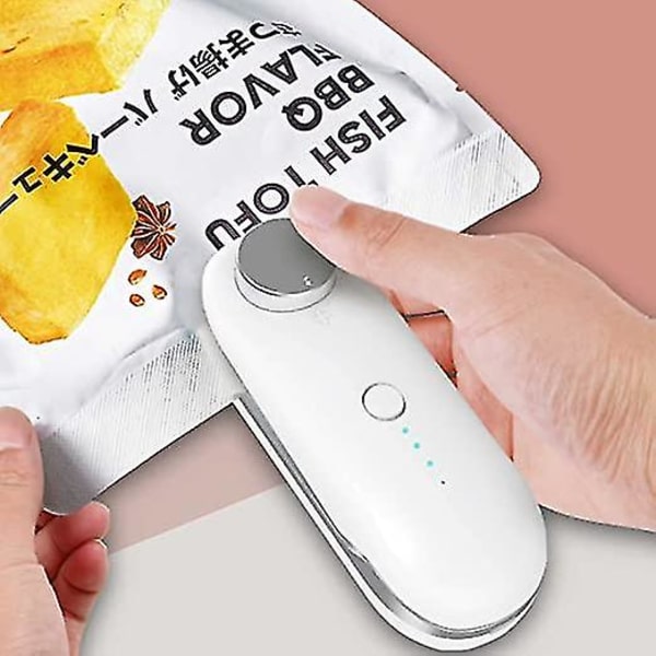 Plastikposeforsegler, mini forsegler, mini poseforsegler, 2 i 1 mini poseforsegler, egnet til pommes frites pose plastik køkkenmad