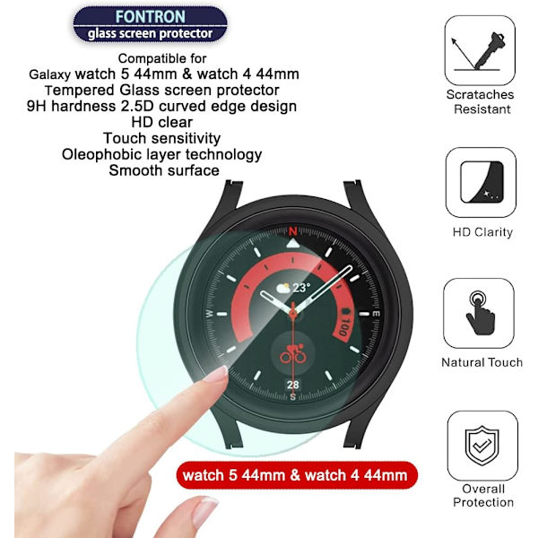Smartwatch-fodral kompatibelt med Samsung Galaxy Watch 5 44 mm skärm