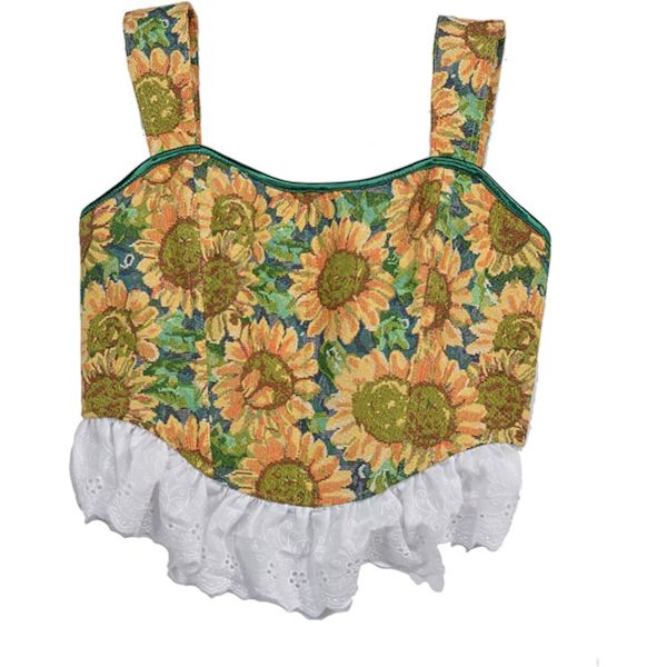 Womens Vintage Floral Overbust Korset Stropløs Bustier Top Slim Fit Korsetter