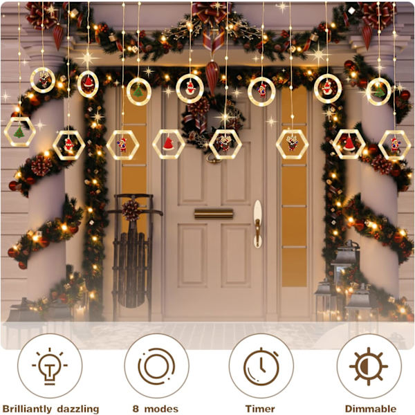 20Ft 100 LED-lampor Julstjärnig Fönstergardin Ljus, USB-drivna Stjärngardin