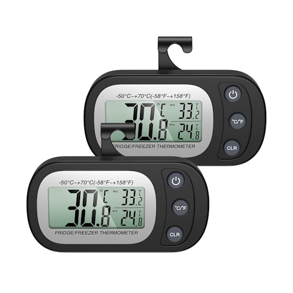Kjøleskapstermometer - Vanntett Mini Kjøleskap Fryser Digitalt Termometer (2 Pakning)