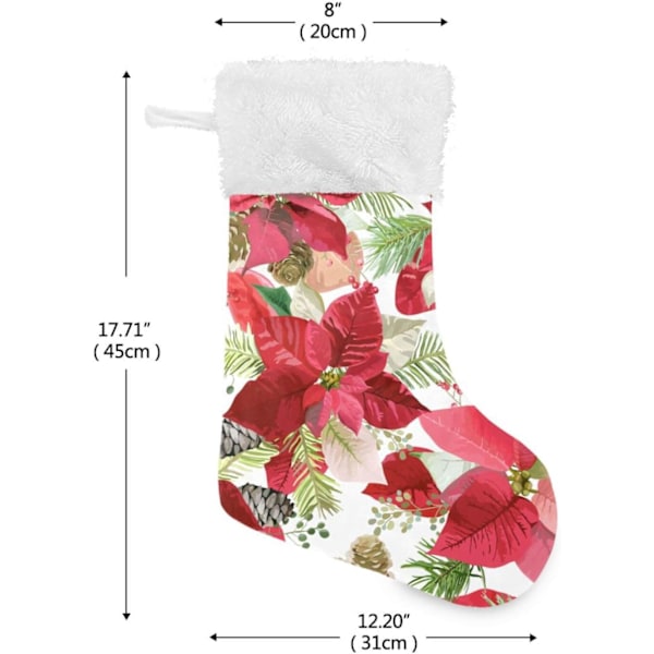 Julklapp, personliga julklappsstrumpor 2-pack Jul Vinter Julstjärna Blomma 45,7 cm Julstrumpor Hängande Ornament Ka