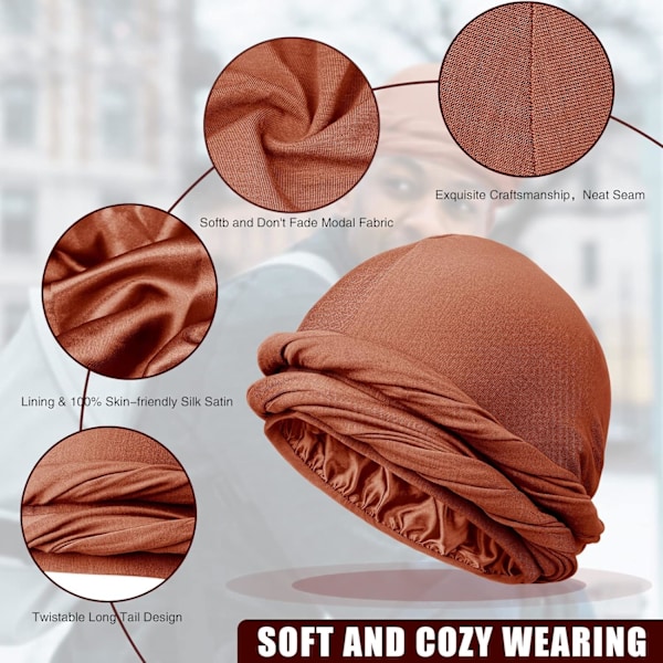 Sidenfodrad turban i satin för män och kvinnor - Dubbellagers