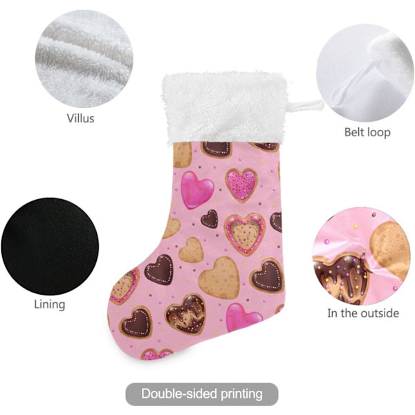 Julklapp, personliga julklappsstrumpor 2-pack Romantiskt hjärta Dessert Donut 45,7 cm Julstrumpor Hängande Ornament Kamin för B