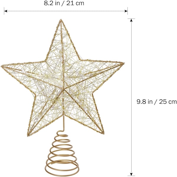 Batteridrevet LED-juletræstjerne-top (guld)