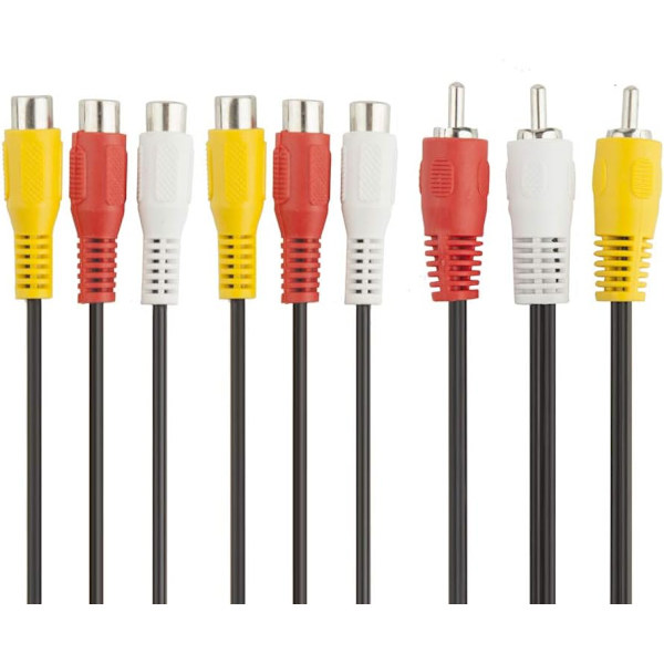 3 RCA-kabeldelare - 3 RCA-hane till 6 RCA-hona