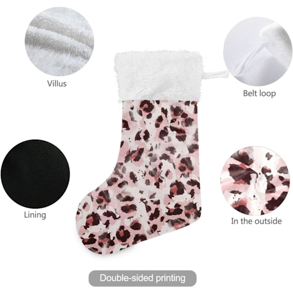 Jule-Strømpe, Personlige Jule-Strømper 2-pak Rosa Leopard Dyreskind Zebra Tie Dye 45,7 cm Jule-Strømper Hængende Ornament Pejs f