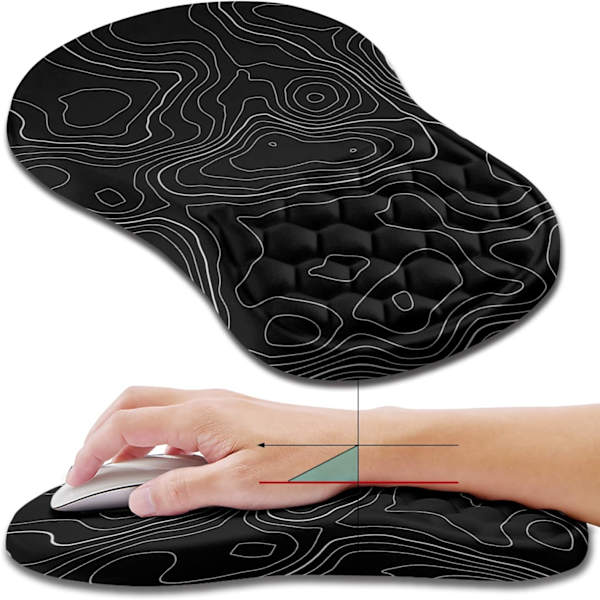 Ergonomisk musepude håndledsstøtte, håndledsstøtte musemåtte til lindring af karpaltunnelsmerter med integreret memory foam hældningsmassage blå (11,8x7,9