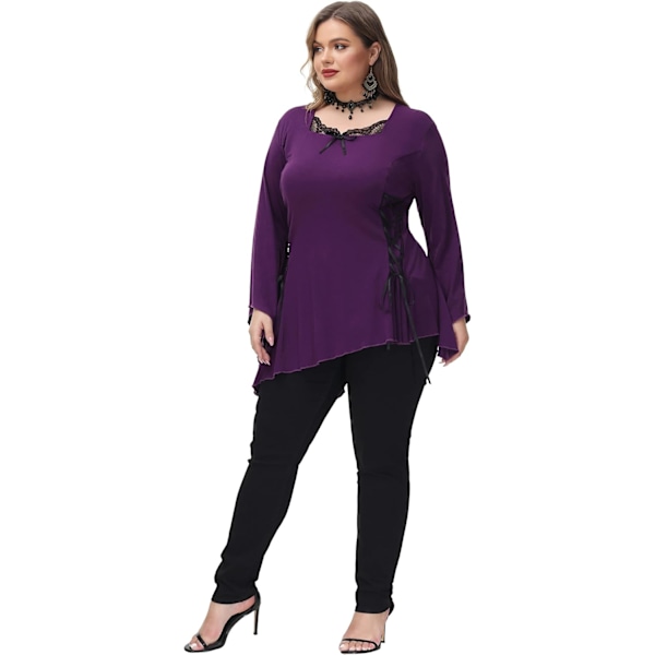 Gotiske skjorter for kvinner Plus Size Trompet erme Uregelmessig Hem Medieval Top