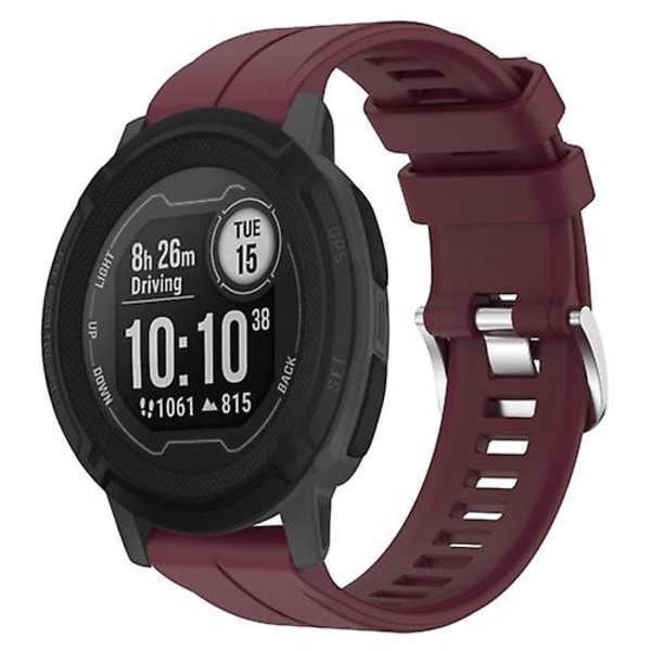 För Garmin Instinct 2 22mm enfärgat silikonarmband RDS Burgundy