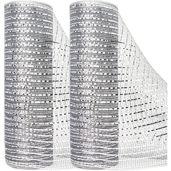 2 rullar silver mesh-band, 10 tum x 30 fot (10 meter) varje rulle, metallisk