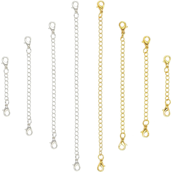 Halsbandförlängare Armbandförlängare Kedjor Set - 8 st Guld Silver Kedjor med Hummerlås (6, 4, 3, 2)