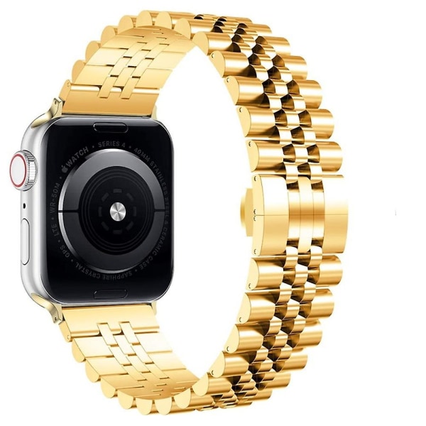 Metallrem för Apple Watch 49mm 40mm 41mm 42mm 44mm 45mm Rostfritt stål Lyxrem Tillbehör för Iwatch 8 7 6 5 4 3 2 Se Gold For 38mm 40mm 41mm