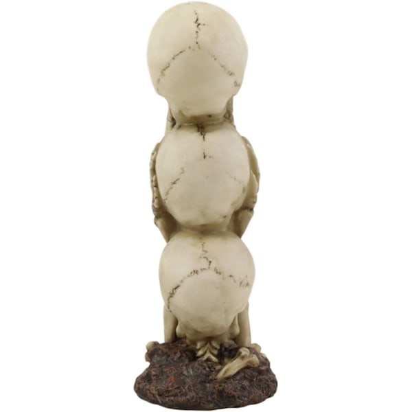 Ebros Triple Stacked Funny See Hear Speak No Evil Skulls Figurine för läskiga dekorationer och spöklika makabra kyrkogård Ossuary Skeletons Multi