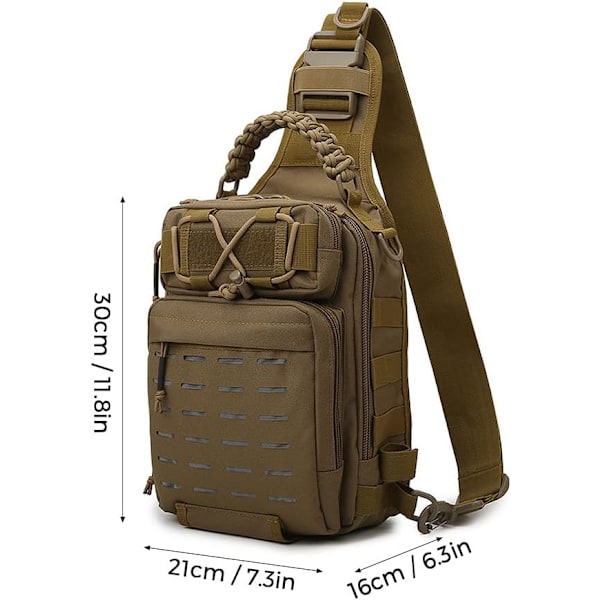 Fiske Sling Bag Fiskeutrustning Förvaringsväska Verktygsväska för Fiske Vandring Jakt Camping brown