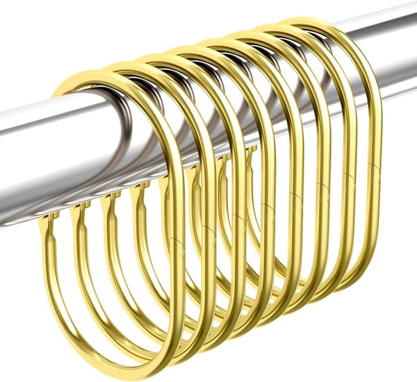 Duschdraperiringar Guld Duschdraperikrokar Anti-Drop Duschringar för Draperi, Metallduschdraperiringar Rostfria, Duschkrokar för Dusch