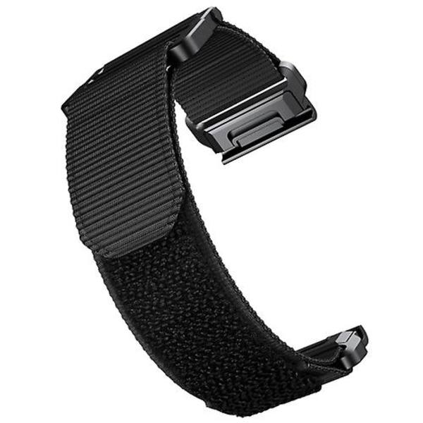 For Garmin Fenix 7x Krog-og-løkke Fastgørelse Nylon Urrem WBS Black