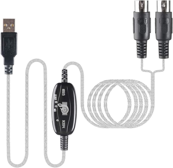 USB til MIDI-kabelkonverter 2 i 1 PC til synthesizer musikstudie tastatur interface ledning stik controller adapterkabel 16 kanaler understøtter computer