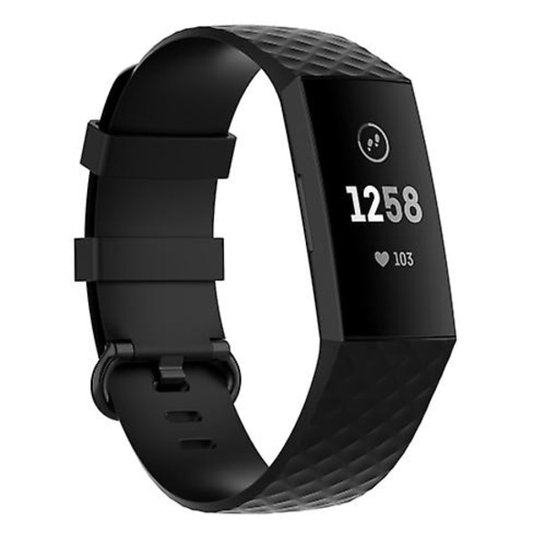 18mm Sølvfarvet spænde Tpu urrem armbånd til Fitbit Charge 4 / Charge 3 Se DEZ Black