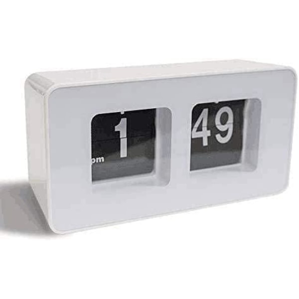 Flip Klocka Klassisk Retro Vintage Klocka Digital Flip Down Klocka Digital Nummer Alarm Klocka Skrivbordsklocka Hylla Klocka för Kontor Heminredning Vit