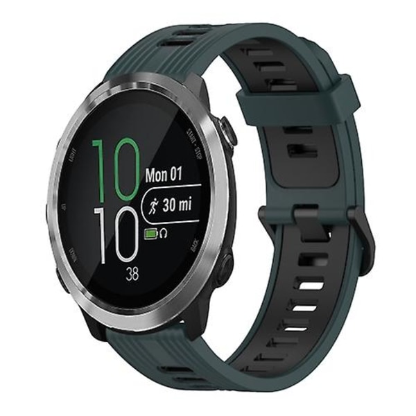 For Garmin Forerunner 645 20mm lodret mønster to-farvet silikone urrem JGB Olive Green - Black