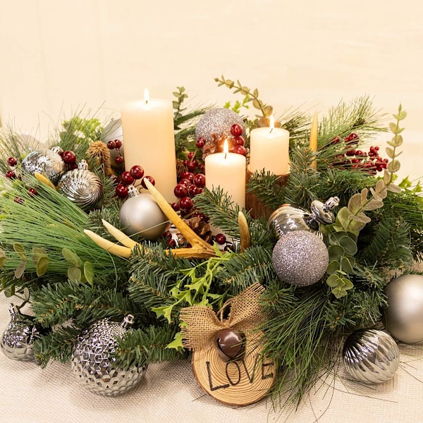 Grå julekuler 34 stk 2,36 tommers juletrepynt ornamenter for