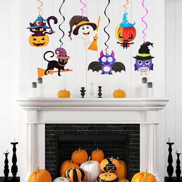 Halloween hængende hvirveldekorationer - 12 stk. loftsguirlander