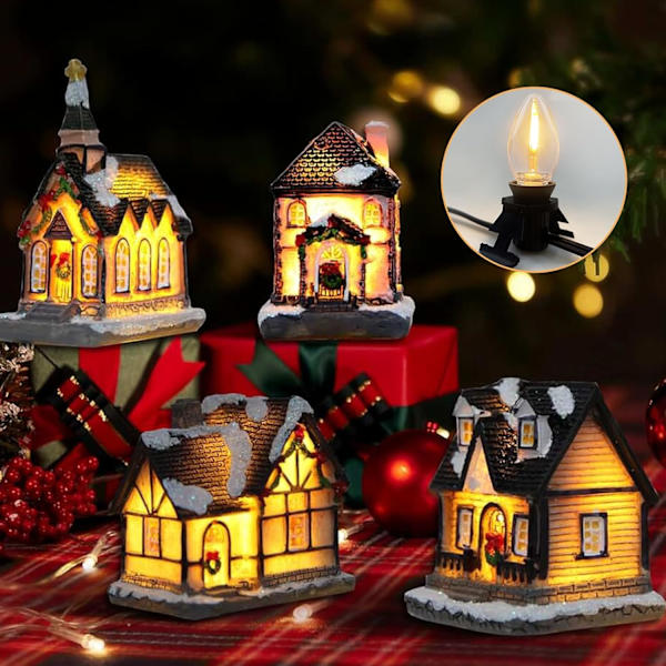 Julslinga med 5 LED-lampor, 9,5 fot julblåsningsljus, anslutningsbara C7-lampklämmor för hantverk
