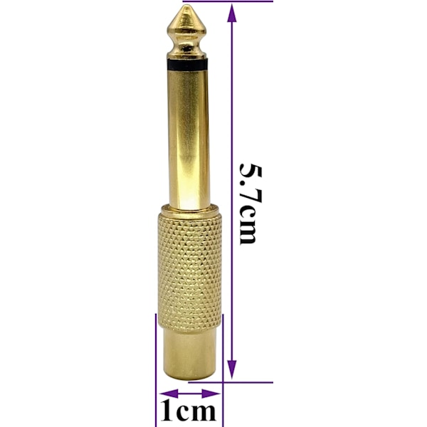Guldbelagt RCA til 6,35 mm Mono Han-stik Adapter (5-pak)
