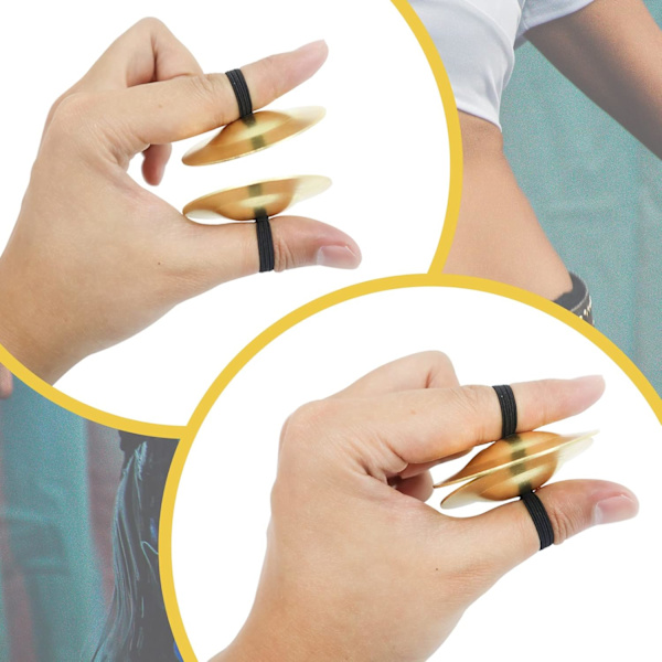 4 fingercymbaler 5,3 cm/2,1 tum - Fingerzill i guld för magdans
