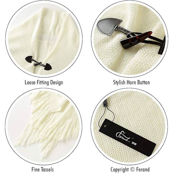 Snygg Hornknapp Rutig Poncho V-ringning, V-fåll