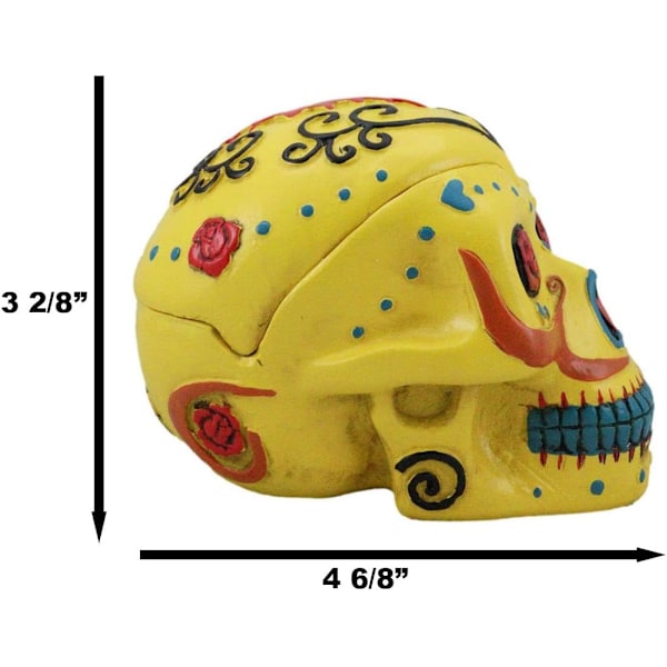 Retro Skull Style Hjemme Askebeger, Kompakt Kule Gravering Flamme Effekt Dekorativ Statue Resin Skulls and Crossbones Flammer Askebeger for Spooky Skeleton