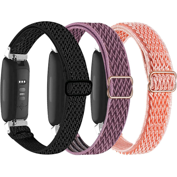 Nylonremmar kompatibla med Fitbit Inspire 2 - 3-pack