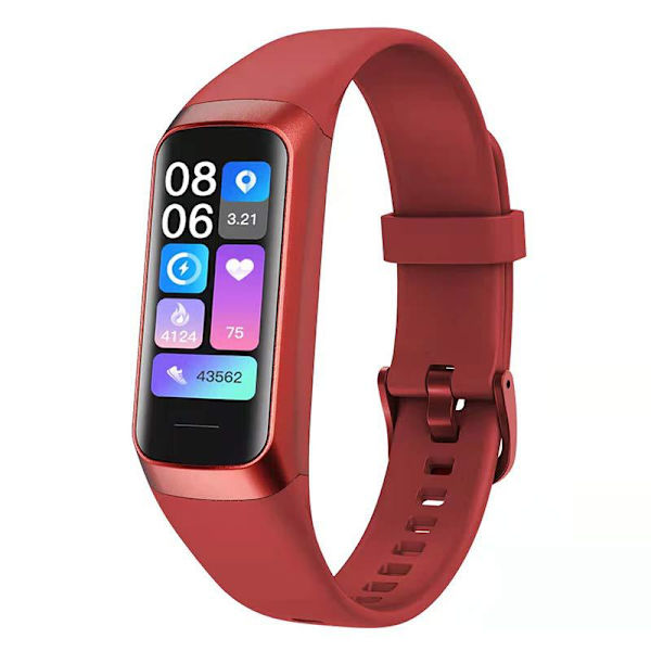 Fitness Tracker, Pulsmåler, Skridttæller, Søvn, Kalorie Tracking, 1,1\" AMOLED Touch Farveskærm, Vandtæt Skridttæller til Android iPhone Red
