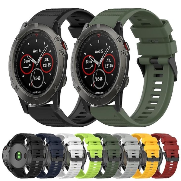 For Garmin Fenix 3 26mm Horisontal Tekstur Silikone Rem Med Fjernelsesværktøj NVU Navy Blue