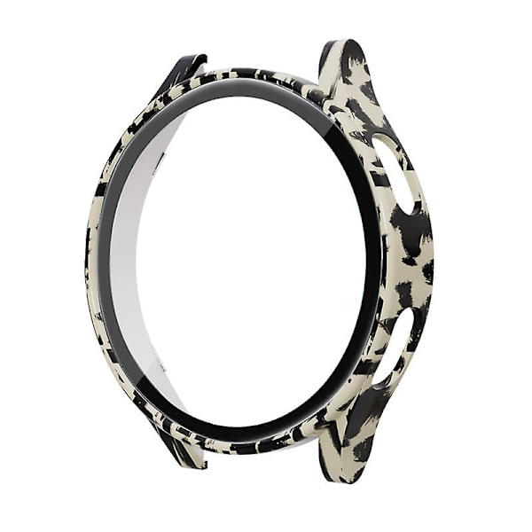 Glass+etui til Samsung Galaxy Watch 4 44mm 40mm tilbehør Pc All-around Anti-fall Bumper Cover+skærmbeskytter Galaxy Watch4 Yellow leopard Galaxy watch 4 44mm