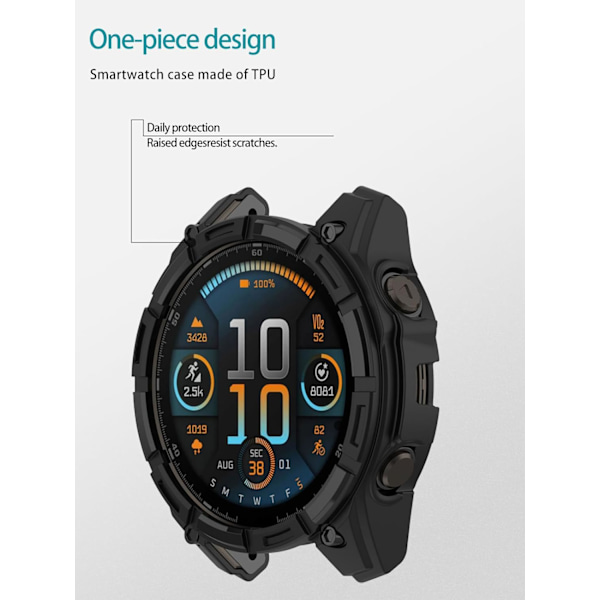 Etui for Garmin Enduro 3–51mm, Smartklokkedeksel TPU-materiale, Enkel å installere, Fallsikker, Myk, Beskyttelsesdeksel for Enduro 3, 2-pakning (Svart+Hvit) Svart+H