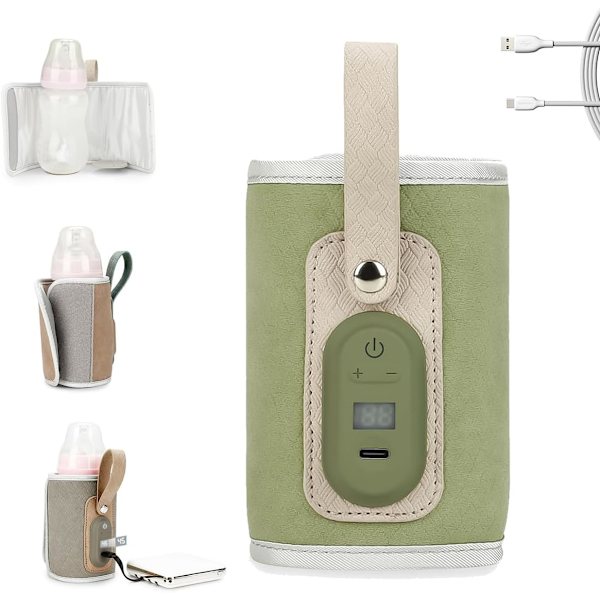 Strifee Babyflaskevärmare Baby Mjölkvärmare Värmare USB Uppladdningsbar Bärbar Flaskevärmare för Resor Babyflaskekyl Flaska Prep Maskin Flaska