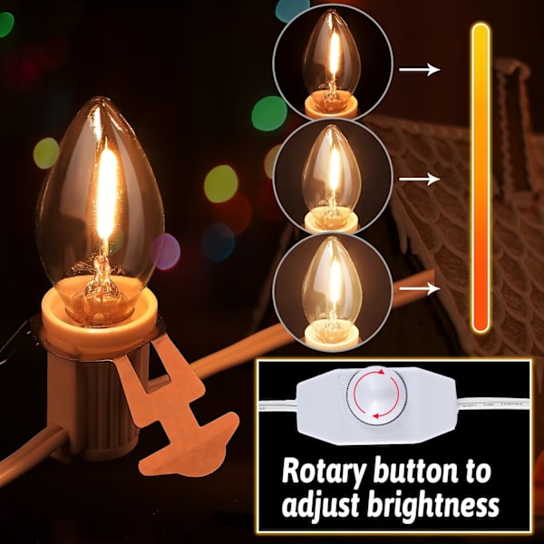 2-pack julbyhustillbehör sladdlampor, 6 LED C7 Halloween pumpa sladdlampor ersättning för Dept 56 blåst form ljuskit
