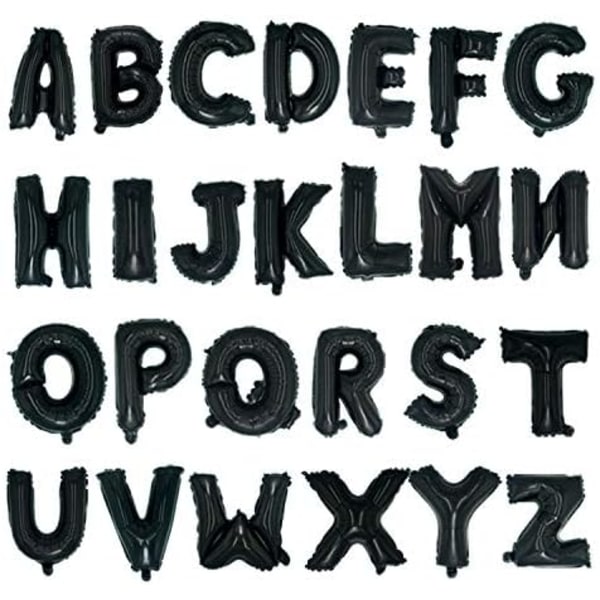 Sorte folie Mylar-balloner med bogstaverne A-Z 26 stk.