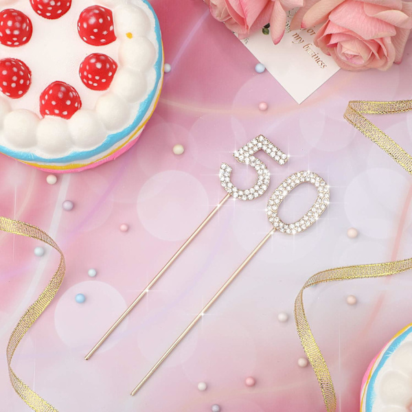 Kristall Rhinestone Cake Topper - 50-årsdag eller årsdag