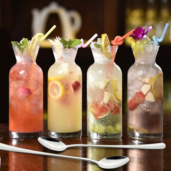 Rustfritt stål lang håndtak skje sett (12 stk) - Cocktail røre skjeer