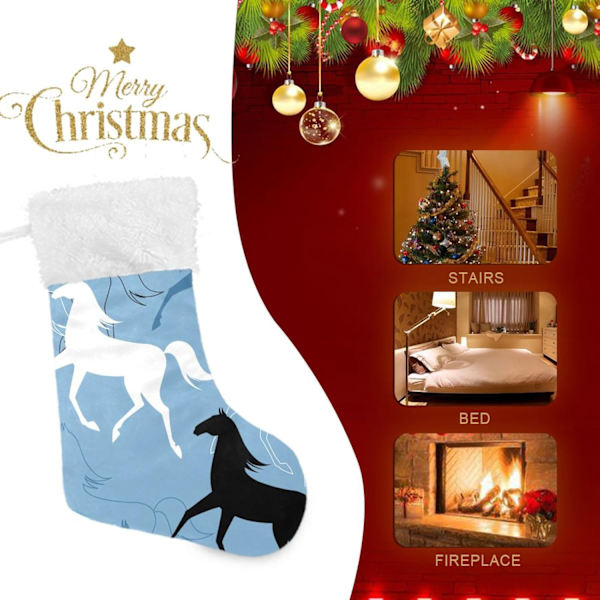Julklapp, personliga julklappsstrumpor 2-pack Hästtryck 45,7 cm Julstrumpor Hängande Ornament Kamin för träddekoration 17.71