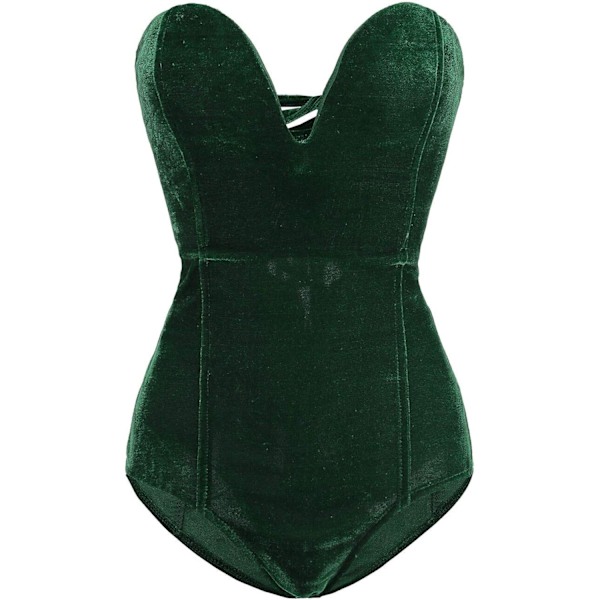 Kvinnors Bourgogne Bandeau Rygg Spets Upp Sammet Bodysuit