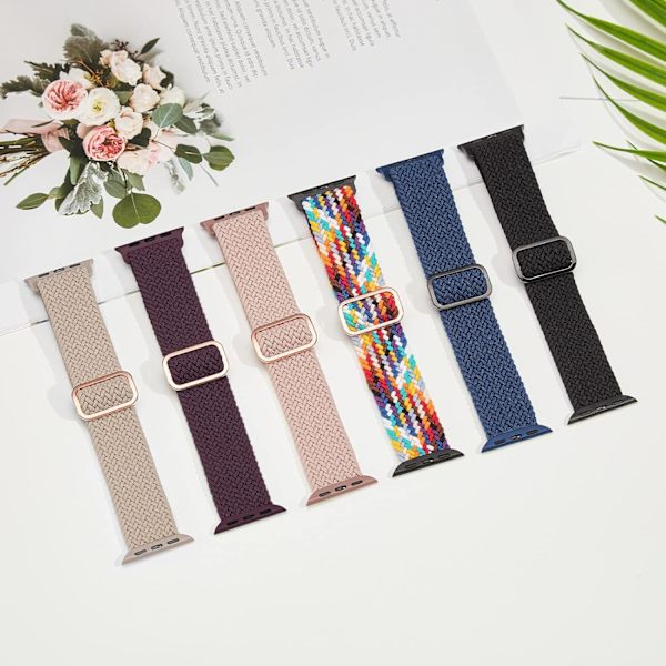 Flätad Solo Loop kompatibel med Apple Watch Band 38 mm
