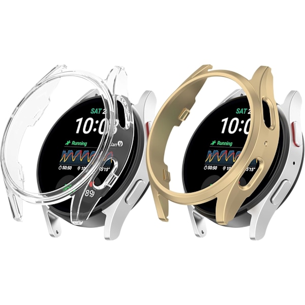 2-pak Beskyttelsesetui til Galaxy Watch 7 40 44mm, Hård PC Beskyttelsescover Bumper Bezel Drop-Proof Shell Sleeve til Galaxy Watch 7 Smartwatch Etui (C