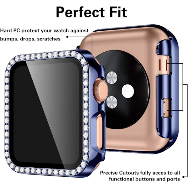 Hårt fodral för Apple Watch 42 mm, Bling Diamonds med skärmskydd