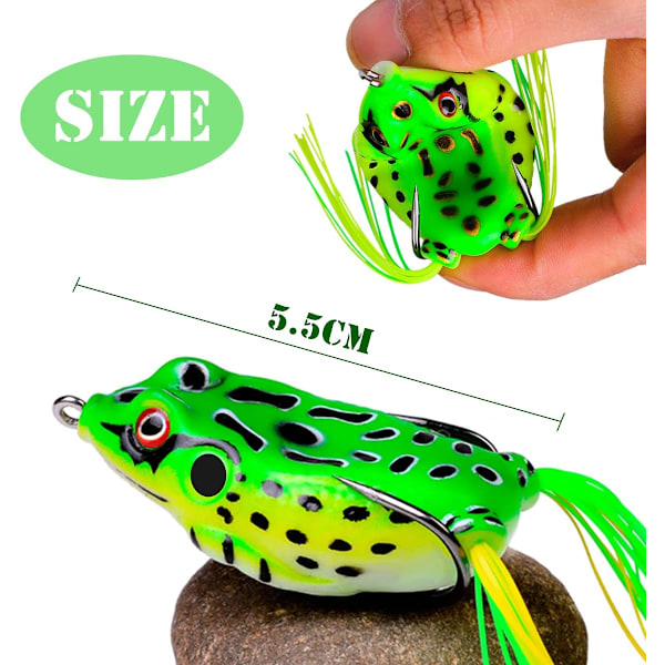 3 stk Topwater Frog Lures Set - Myke Hollow Body Lures for Bass og Gjedde