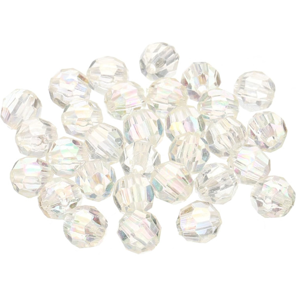 Fasetterade akryl pärlor (100-pack) - 10 mm distanspärlor för DIY-smycken