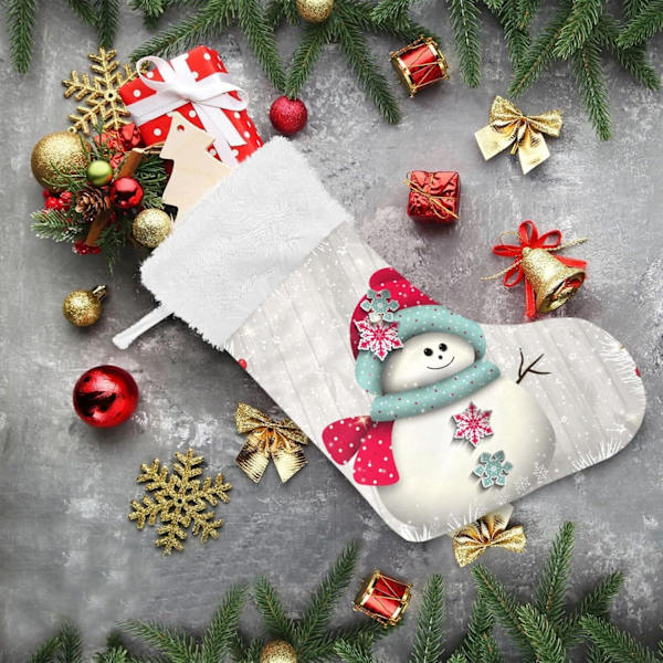 Julklapp, Personliga Julklappsstrumpor 2-pack Jul Snögubbe Snöflinga Vit 18 tum Julstrumpor Hängande Ornament Ka